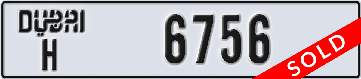 dubai License Plate Number 6756 Code H