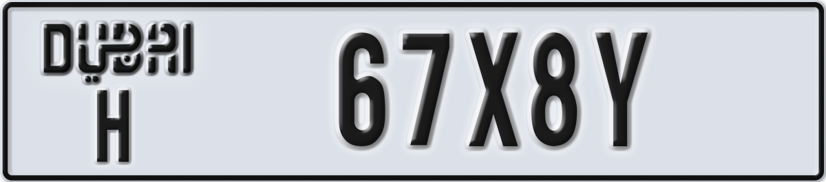 dubai License Plate Number 67X8Y Code H