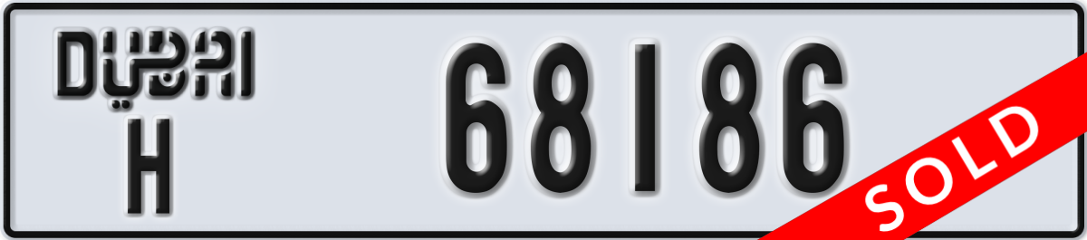 dubai License Plate Number 68186 Code H