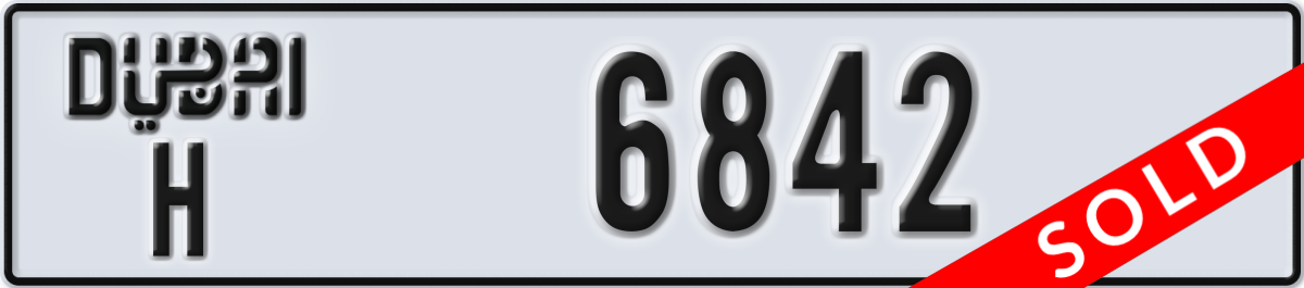 dubai License Plate Number 6842 Code H