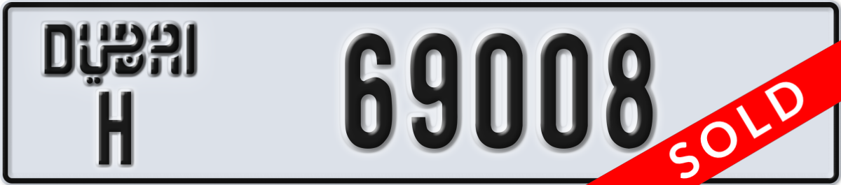dubai License Plate Number 69008 Code H