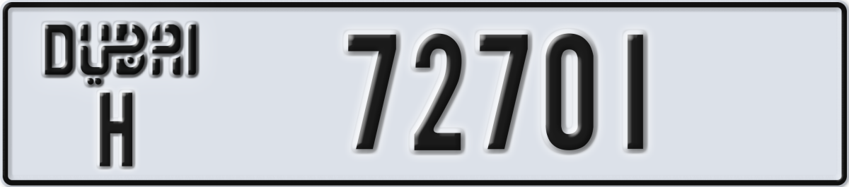 dubai License Plate Number 72701 Code H