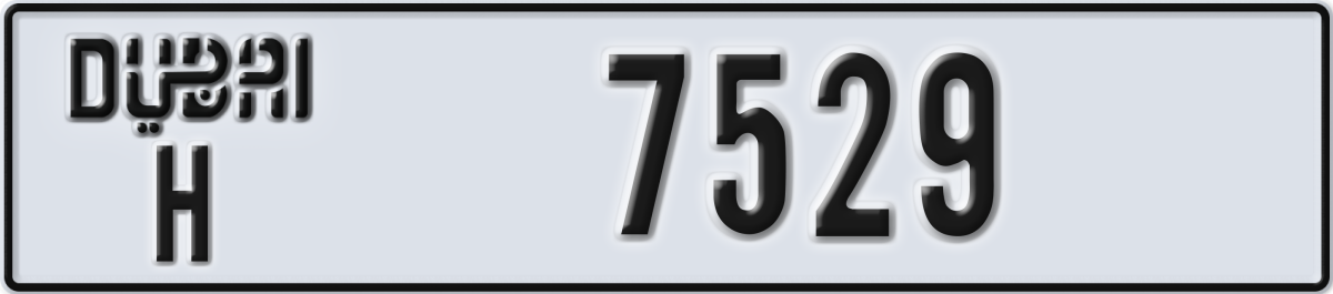 dubai License Plate Number 7529 Code H