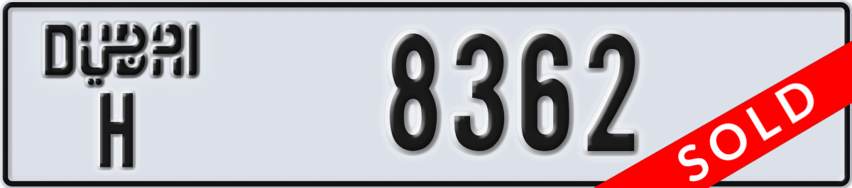 dubai License Plate Number 8362 Code H