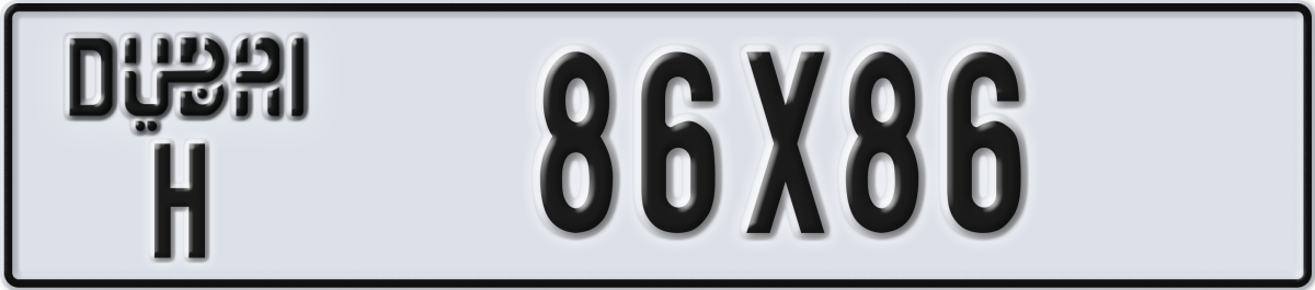dubai License Plate Number 86X86 Code H