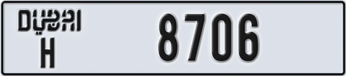 dubai License Plate Number 8706 Code H