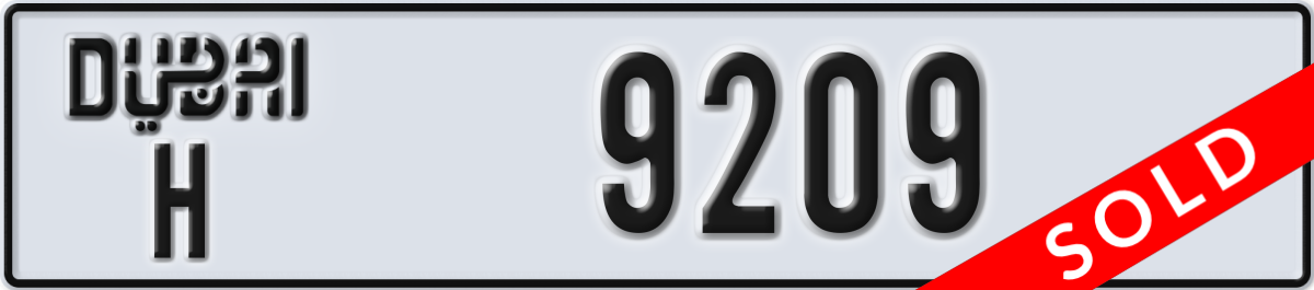dubai License Plate Number 9209 Code H