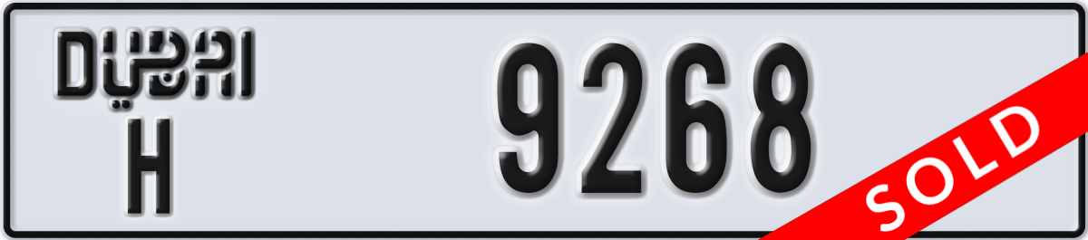 dubai License Plate Number 9268 Code H