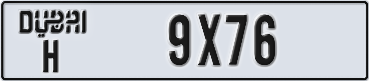 dubai License Plate Number 9X76 Code H
