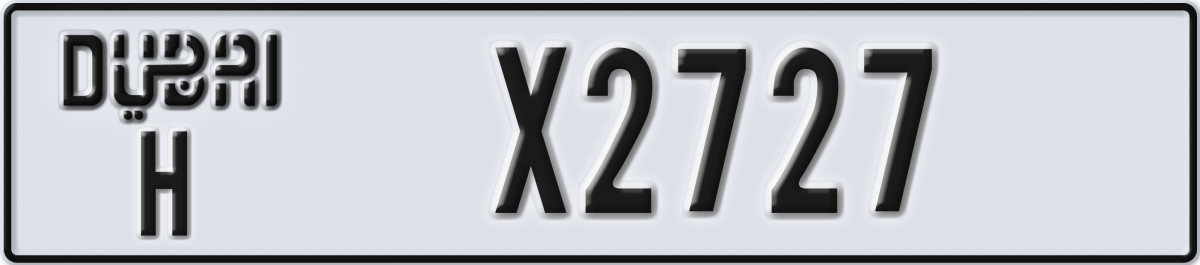 dubai License Plate Number X2727 Code H