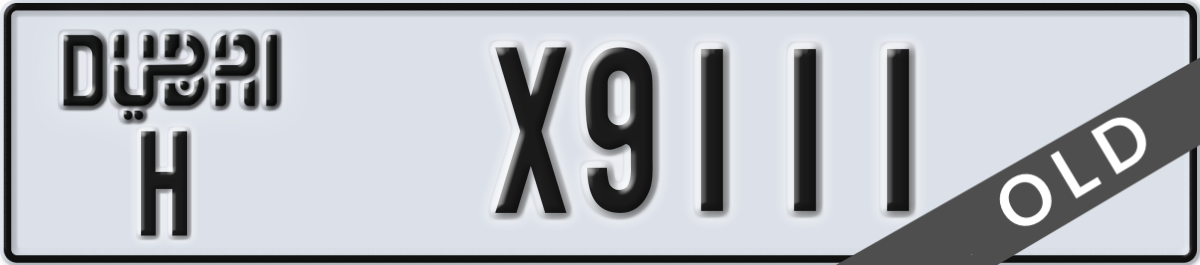 dubai License Plate Number X9111 Code H