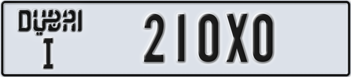 dubai License Plate Number 210X0 Code I