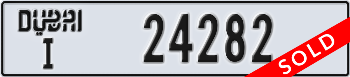 dubai License Plate Number 24282 Code I