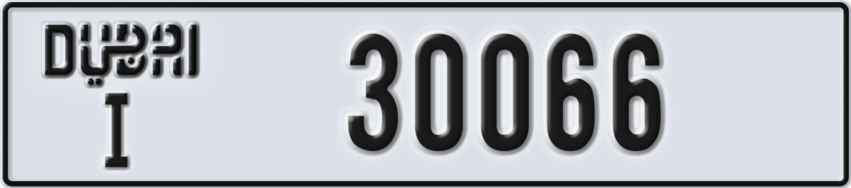 dubai License Plate Number 30066 Code I