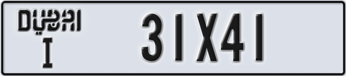 dubai License Plate Number 31X41 Code I