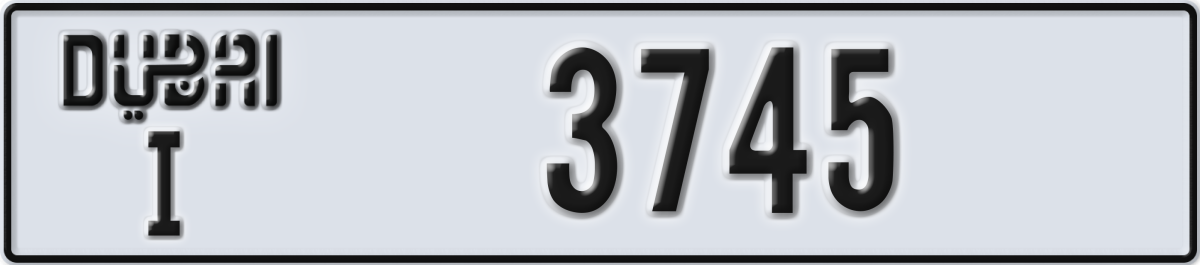 dubai License Plate Number 3745 Code I