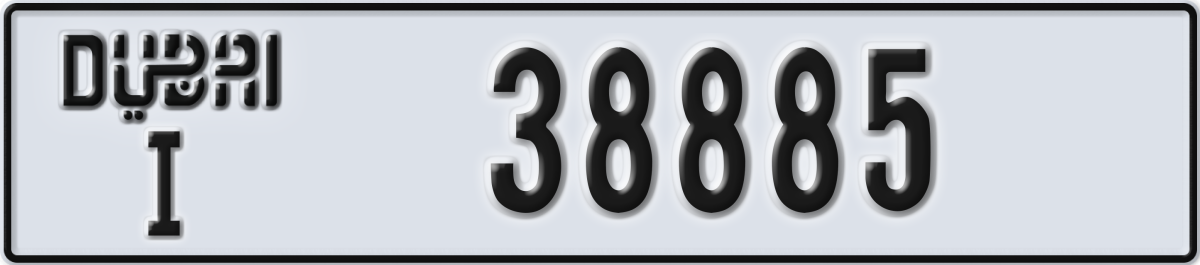 dubai License Plate Number 38885 Code I