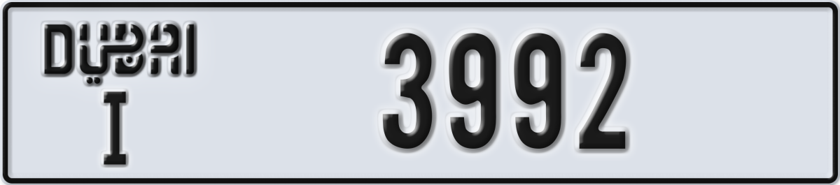 dubai License Plate Number 3992 Code I