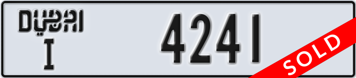 dubai License Plate Number 4241 Code I