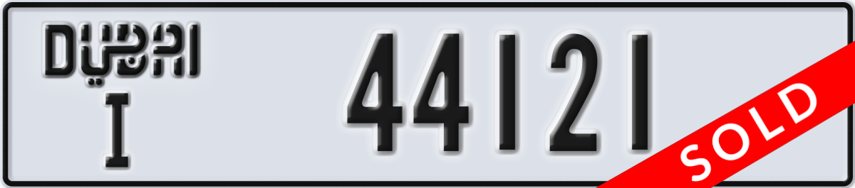 dubai License Plate Number 44121 Code I
