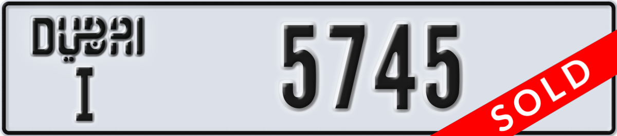 dubai License Plate Number 5745 Code I