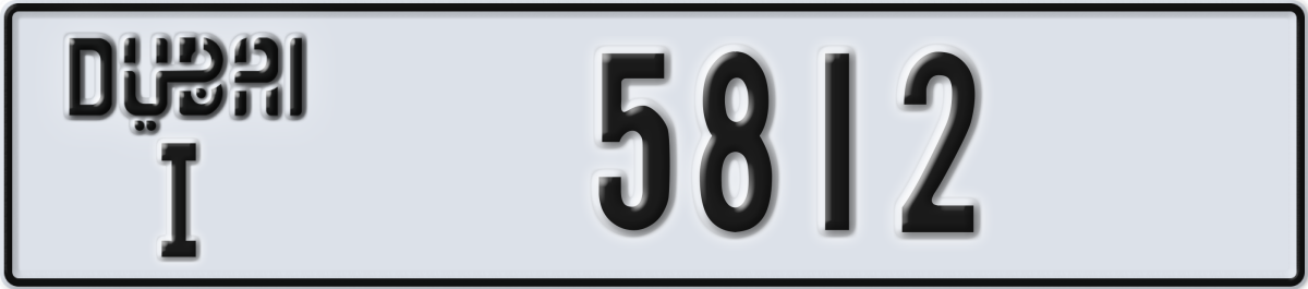 dubai License Plate Number 5812 Code I