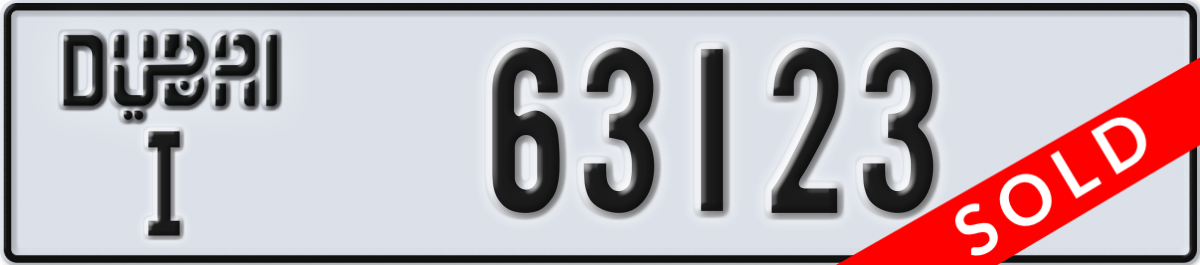 dubai License Plate Number 63123 Code I