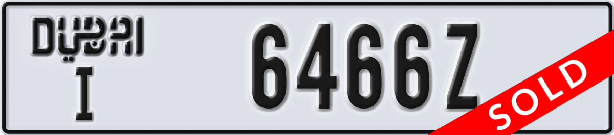 dubai License Plate Number 6466Z Code I