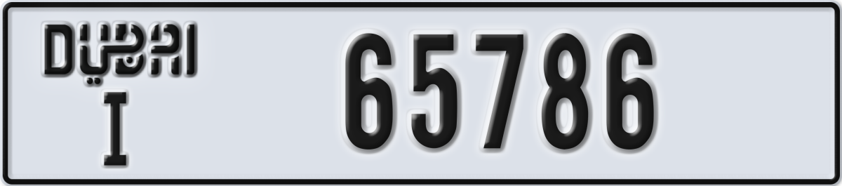 dubai License Plate Number 65786 Code I