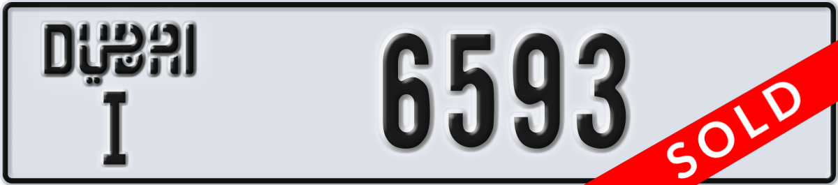 dubai License Plate Number 6593 Code I