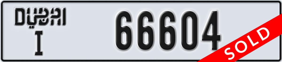 dubai License Plate Number 66604 Code I