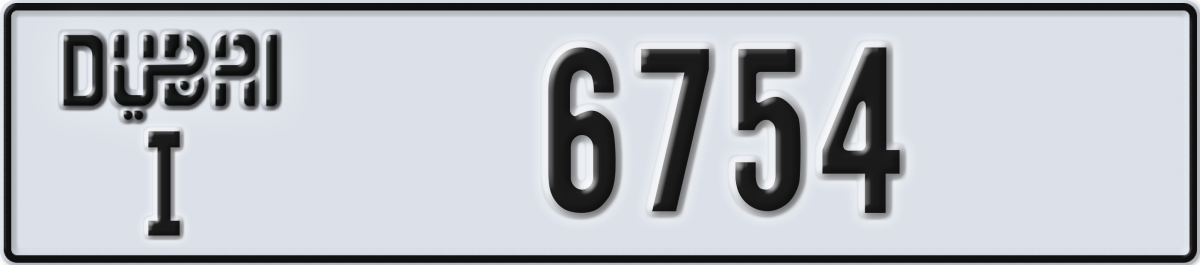 dubai License Plate Number 6754 Code I