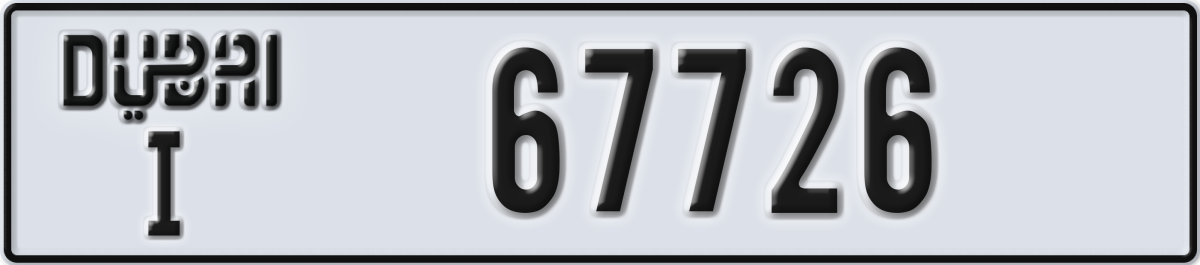 dubai License Plate Number 67726 Code I