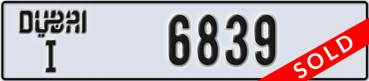 dubai License Plate Number 6839 Code I