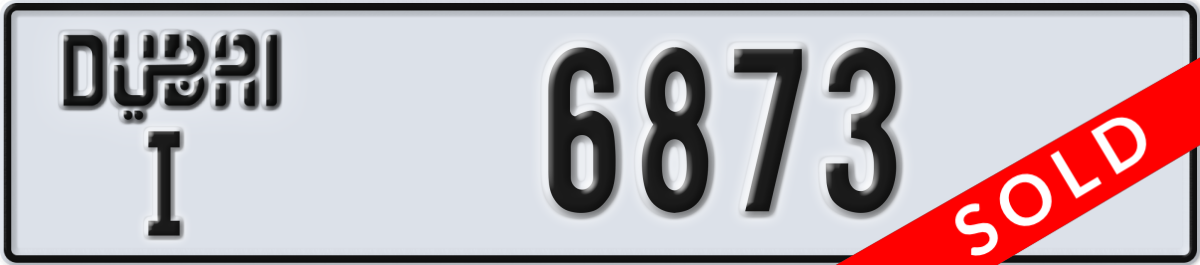 dubai License Plate Number 6873 Code I