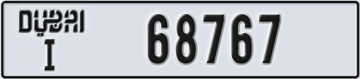 dubai License Plate Number 68767 Code I