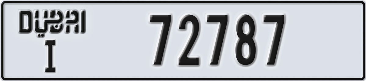 dubai License Plate Number 72787 Code I
