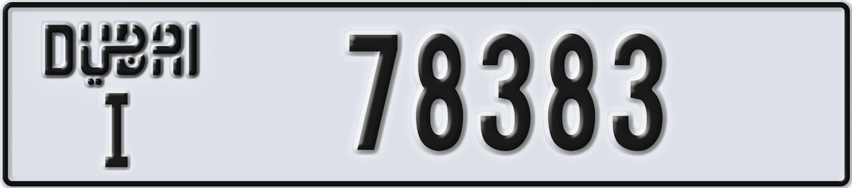 dubai License Plate Number 78383 Code I