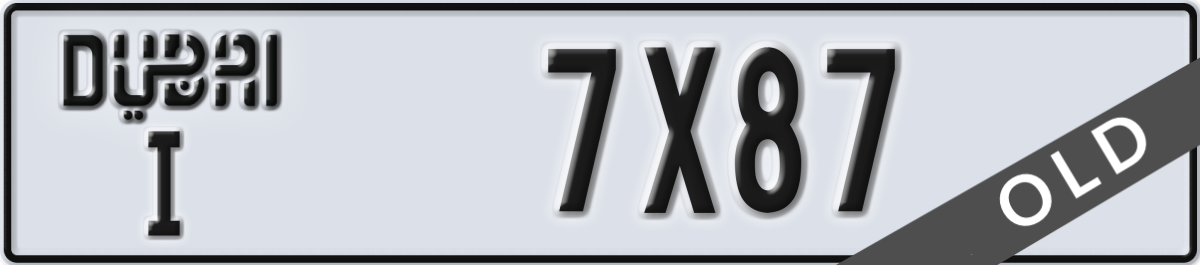 dubai License Plate Number 7X87 Code I