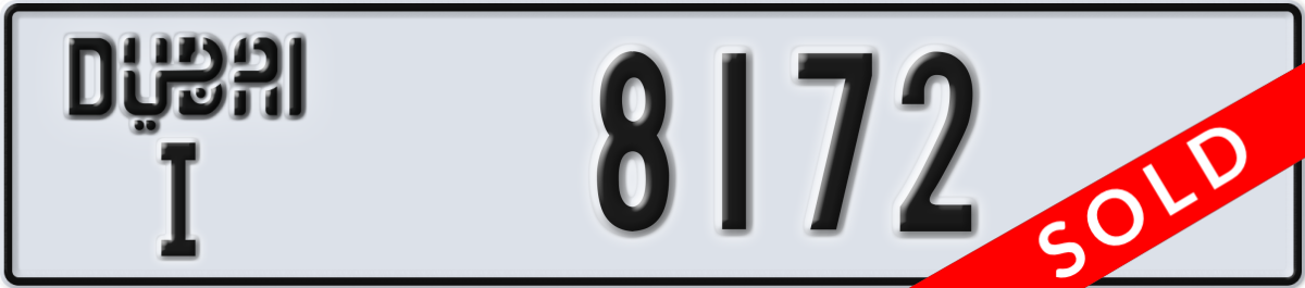 dubai License Plate Number 8172 Code I
