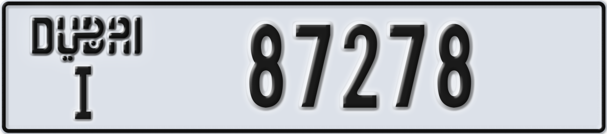 dubai License Plate Number 87278 Code I