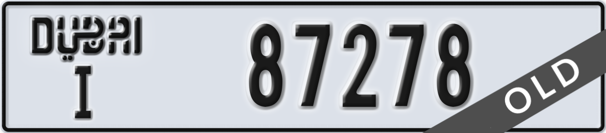 dubai License Plate Number 87278 Code I