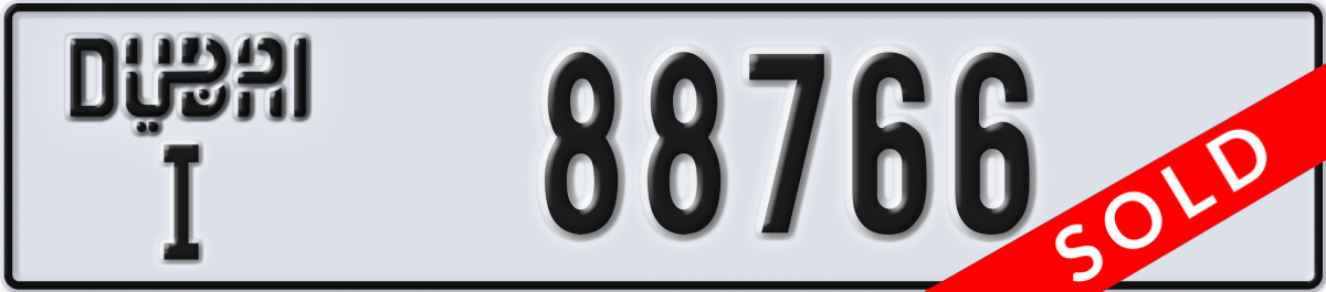 dubai License Plate Number 88766 Code I