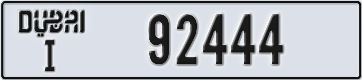 dubai License Plate Number 92444 Code I