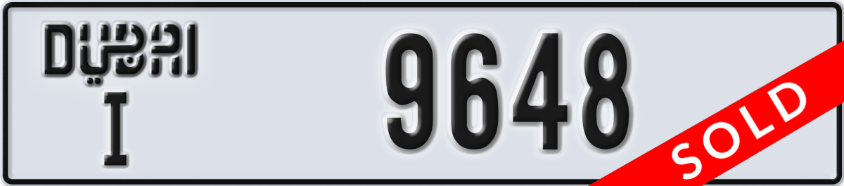dubai License Plate Number 9648 Code I