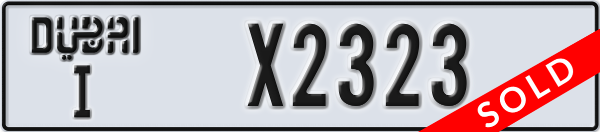 dubai License Plate Number X2323 Code I