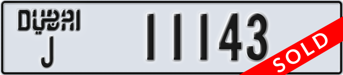 dubai License Plate Number 11143 Code J