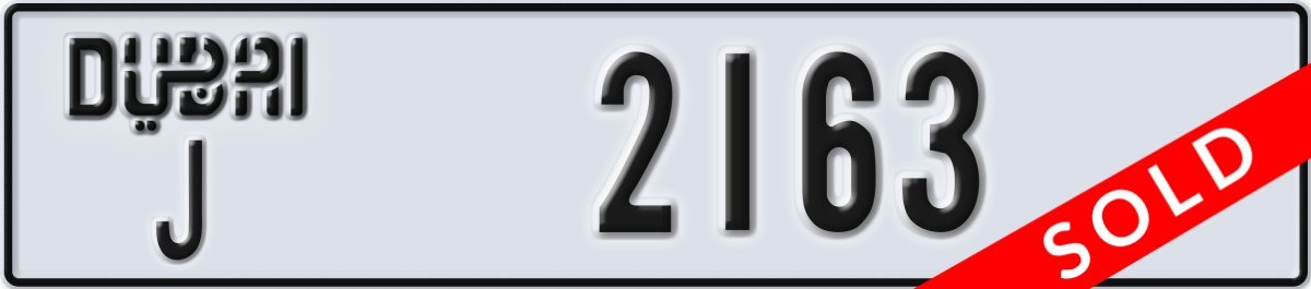 dubai License Plate Number 2163 Code J