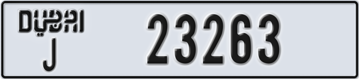 dubai License Plate Number 23263 Code J