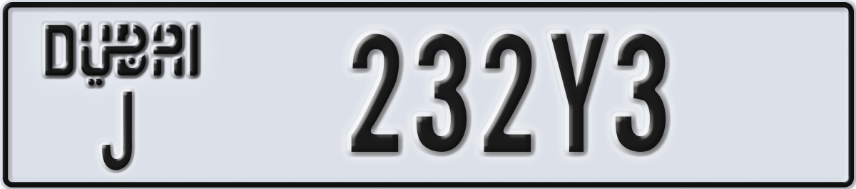 dubai License Plate Number 232Y3 Code J